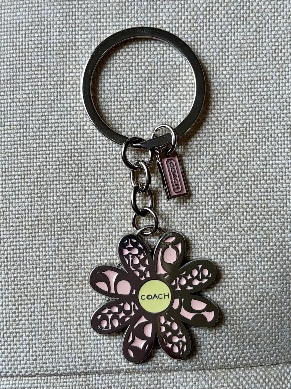 Pink Floral Logo Keychain Bag Charm - Picture 2 of 5